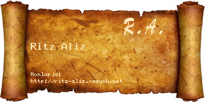 Ritz Aliz névjegykártya
